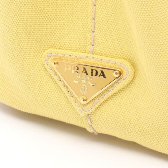 Prada Tote Bag Canapa Mini Bn2439 Yellow Canvas Canapa Tote - Picture 5 of 10